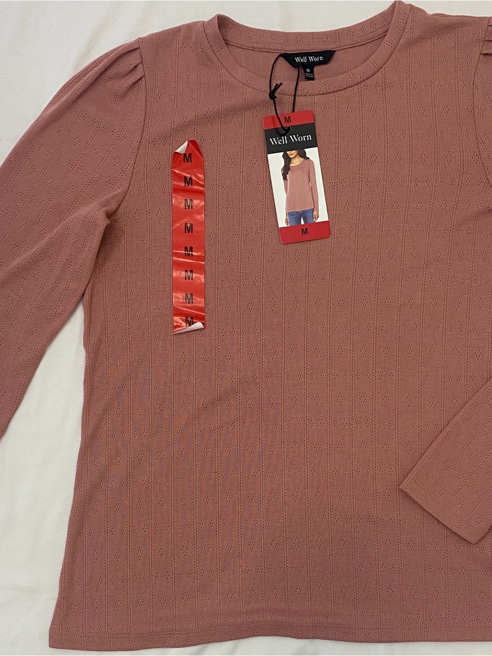 Well Worn Mauve-Pink Long Sleeve Knit Top